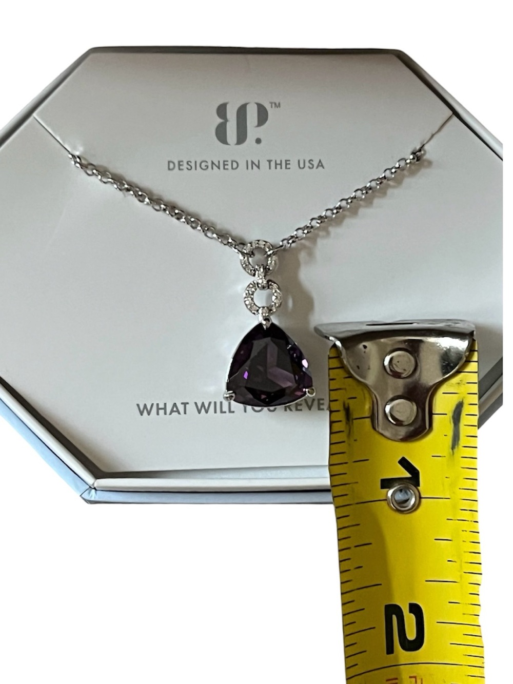 Amethyst Cubic Zirconia Purple Pendant Necklace with Chain BP / NEW IN BOX - Picture 4 of 8